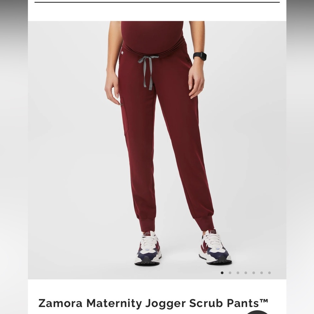 FIGS Burgundy Zamora Maternity Scrub Jogger Pant Small